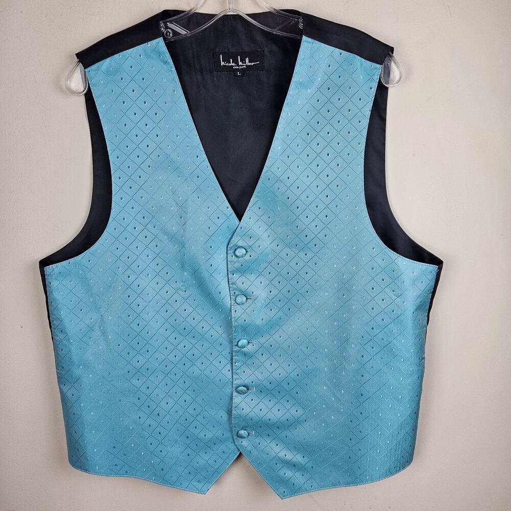 Tuxedo Vest Mens Large Turquoise Aqua Spectrum Fullback